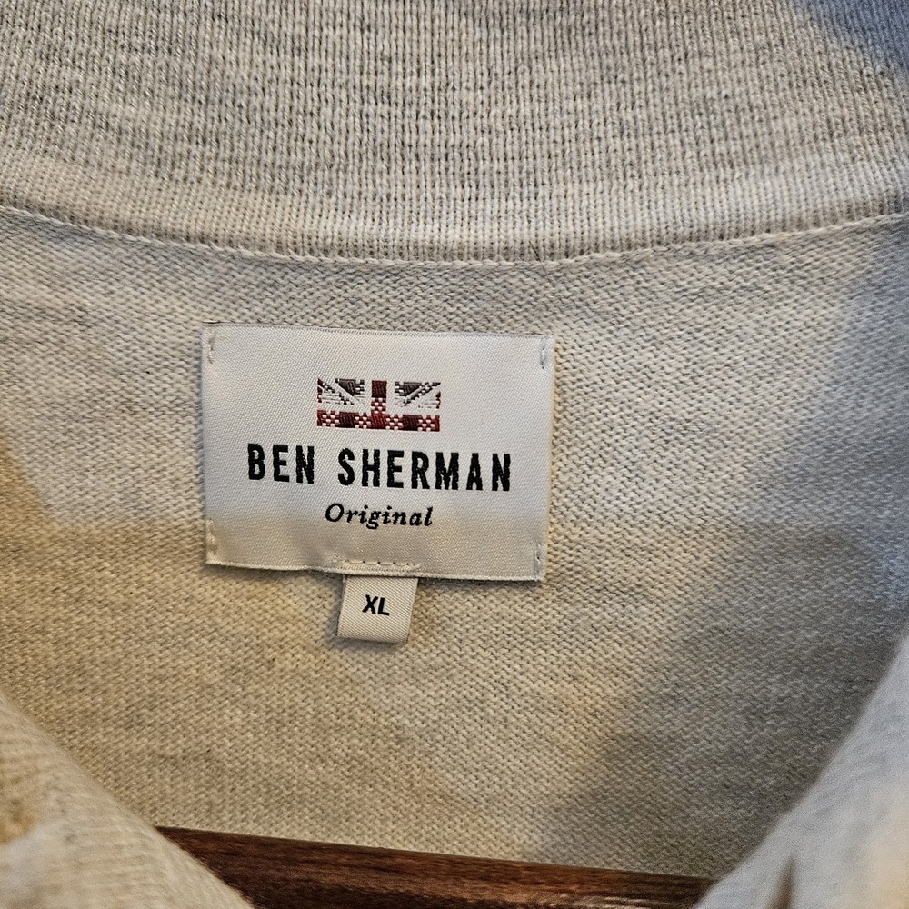 Ben Sherman Sweater Polo Men XL Cream Knit Short Sleeve Mod Retro Country Club - Picture 2 of 6